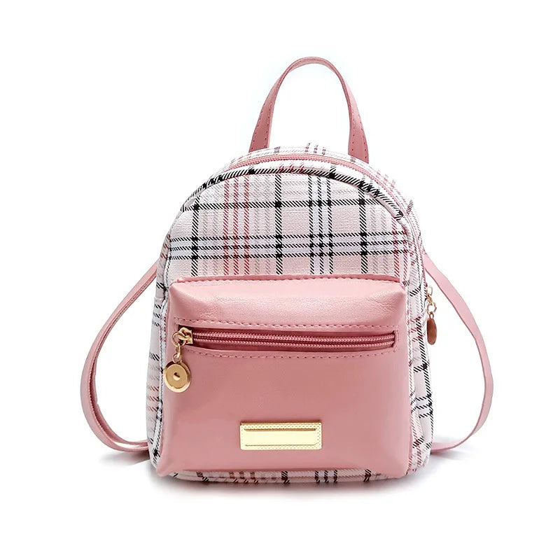 Plaid Mini Backpack Crossbody Bag for Teens - Stylish and Compact