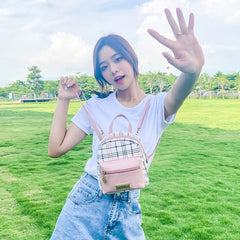 Plaid Mini Backpack Crossbody Bag for Teens - Stylish and Compact