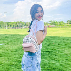 Plaid Mini Backpack Crossbody Bag for Teens - Stylish and Compact