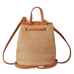 Straw Mini Backpack Crossbody Bag for Teenage Girls