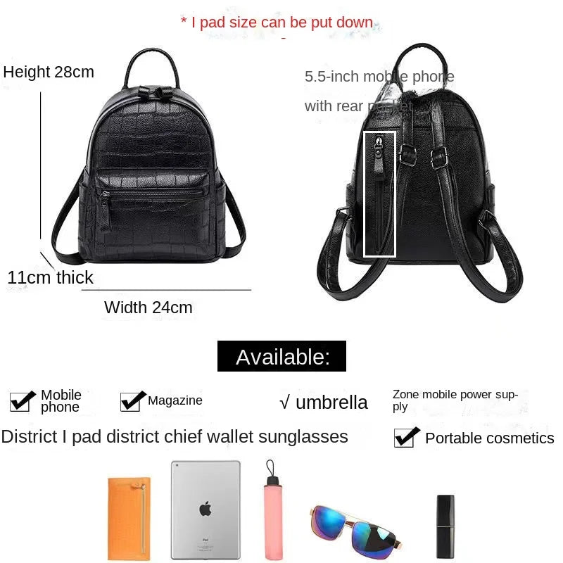 Crocodile Pattern Mini Backpack for Women Girls