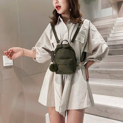 Solid Nylon Water Proof Mini Backpack Crossbody Bag