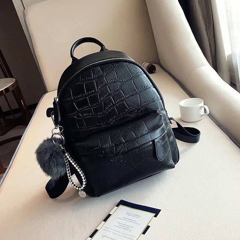 Small PU Leather Backpack for Women Mini Female Back Pack