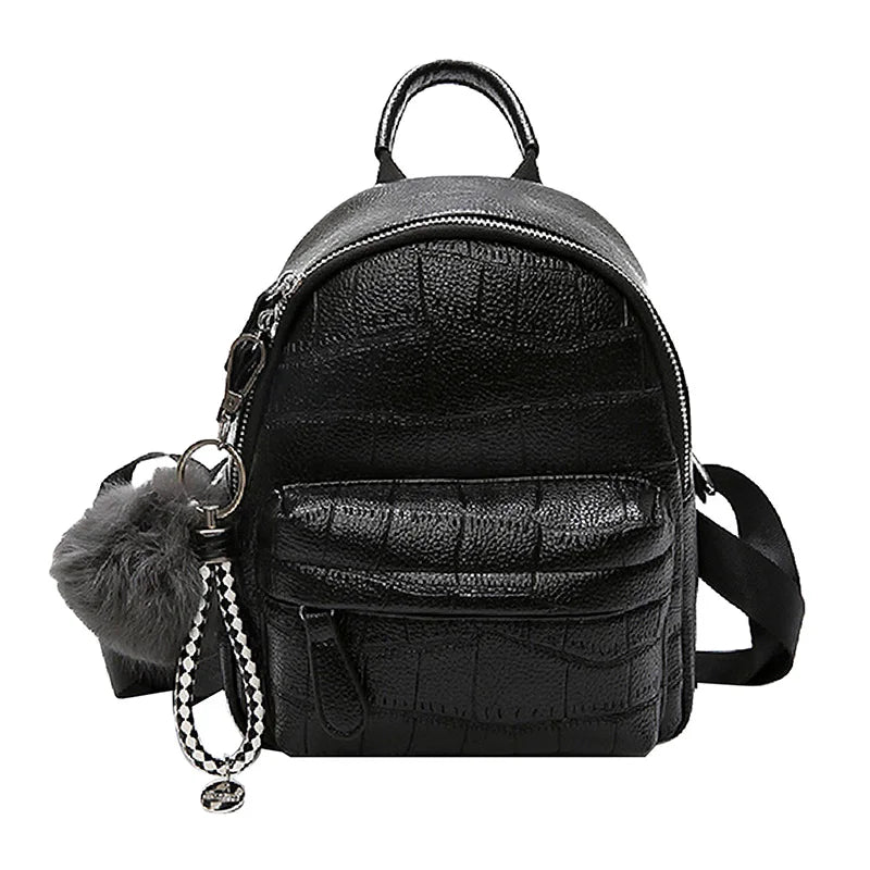 Women's Mini PU Leather Backpack Small Female Back Pack