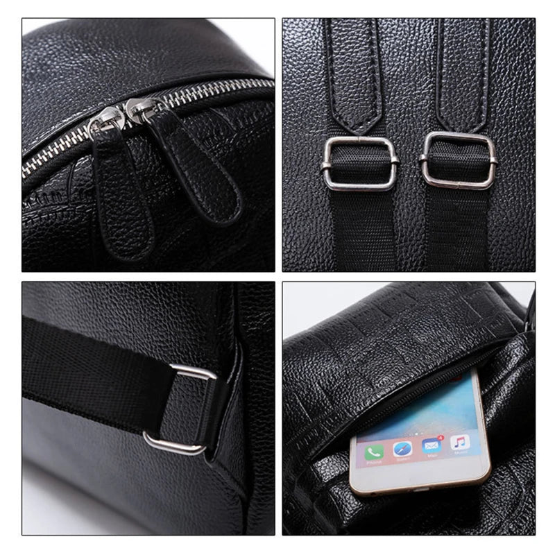 Women's Mini PU Leather Backpack Small Female Back Pack