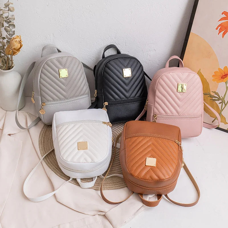 Mini Backpacks Women Shoulder Bags PU Leather School Bags for Women Ladies