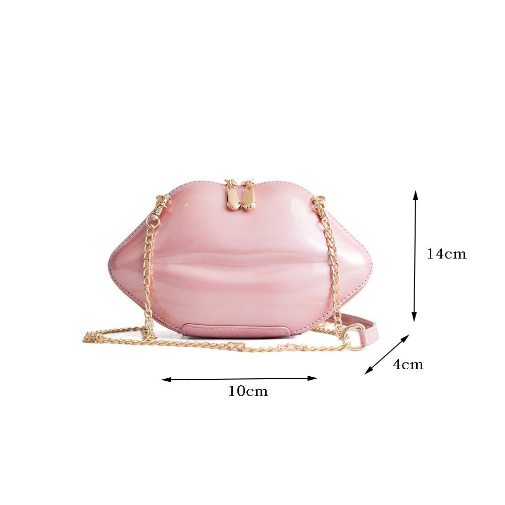 PVC Lips Shape Handbag Zipper Crossbody Bag Stylish Bags