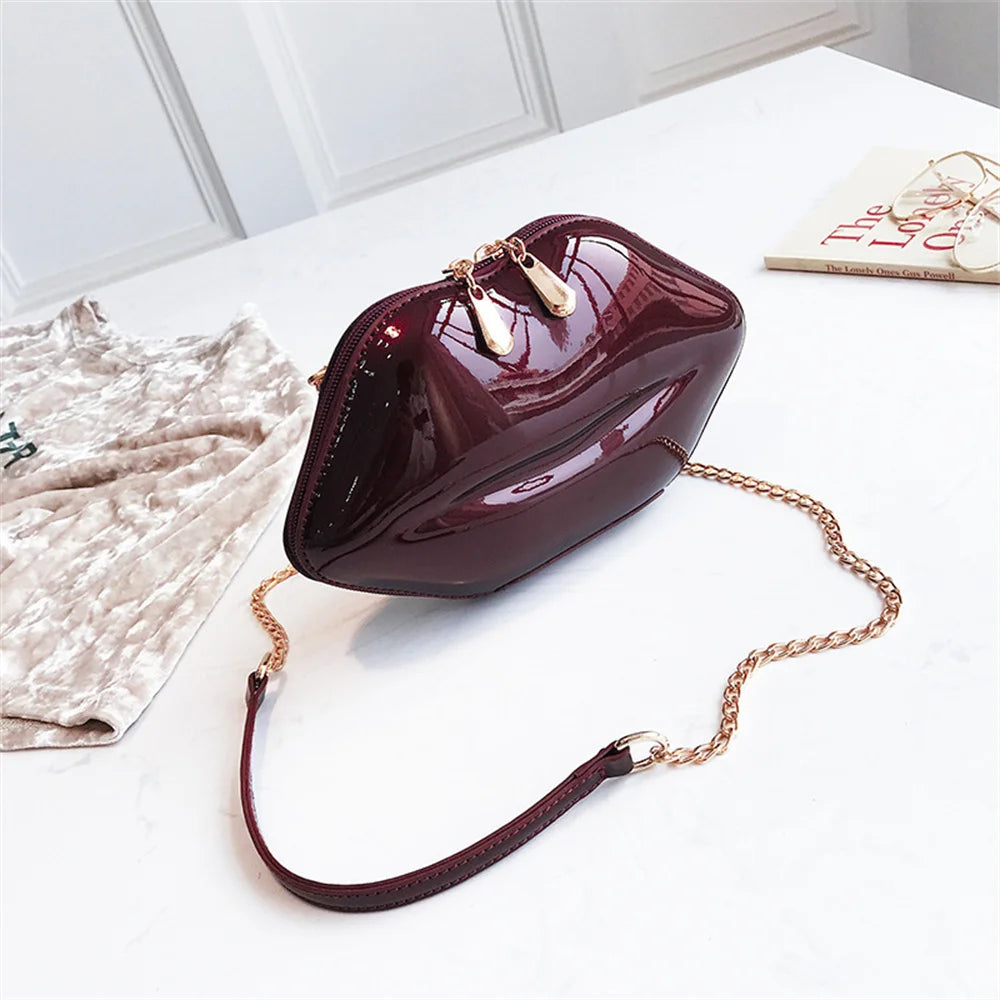 Lipstick Shaped Women's Shoulder Bag Mini Crossbody Lip Chain Bag