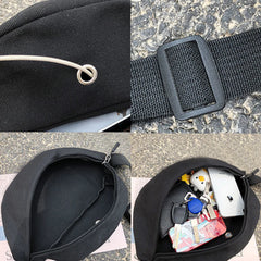 Canvas Waist Bag Bear Print Gym Sports Messenger Bag