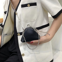 Mini Chains Clip Bag Women Shoulder Bag Small Kisslock Crossbody Bags