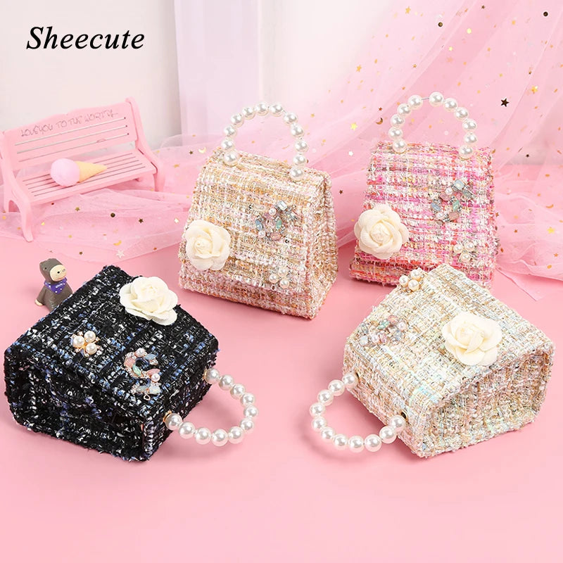 Girls Flower Pearl Crossbody Bag Mini Handbag