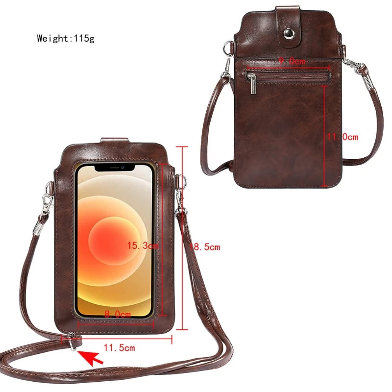 Mini Crossbody Cell Phone Pouch Purse with Touch Screen Window