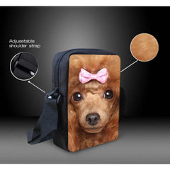 Mini 3D Dog French Bulldog Messenger Bag Casual Shoulder Book Bag