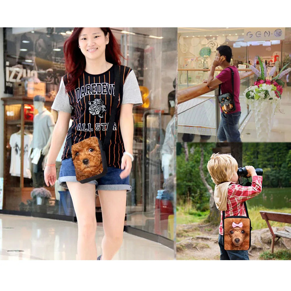 Mini 3D Dog French Bulldog Messenger Bag Casual Shoulder Book Bag