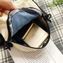 Mini Bear Canvas Handbag Women's Shoulder Bag Small Square Student Messenger Bag
