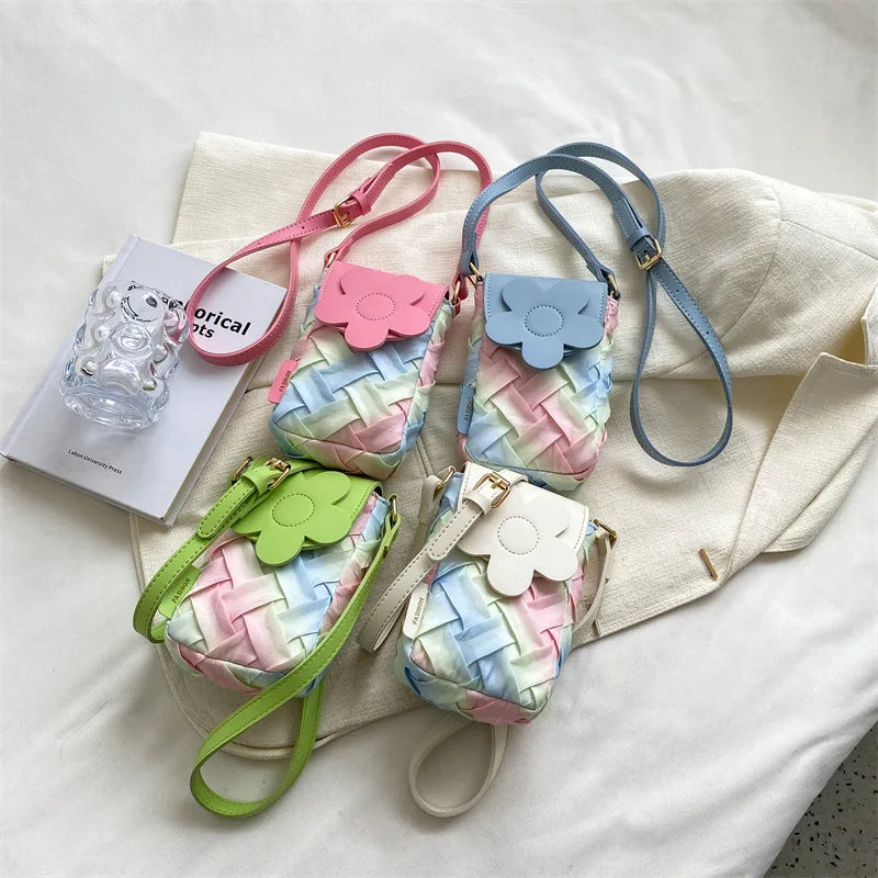 Mini Flower Fabric Phone Crossbody Sling Bag Summer Totes Women's Handbag