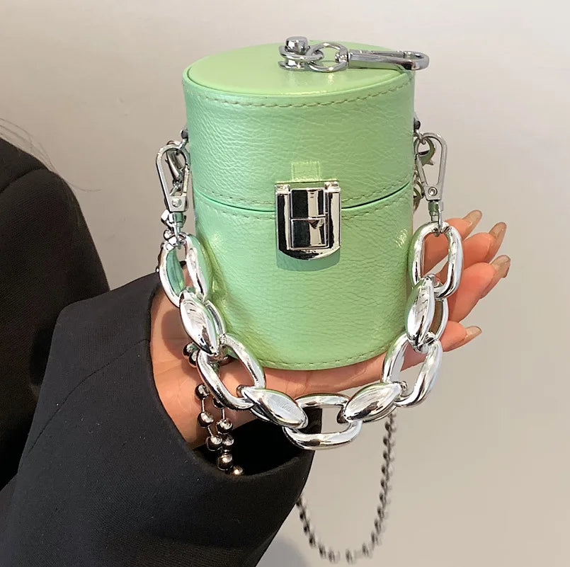 Mini Lipstick Cross Body Bag Chain Shoulder Small Coin Purse Cylindrical