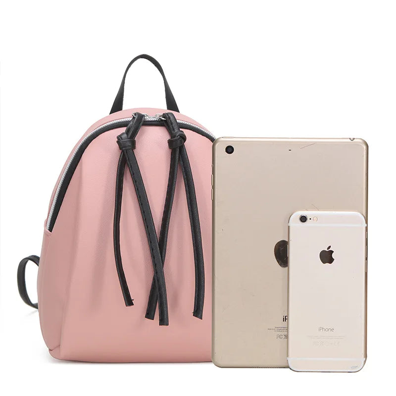 Women's Mini PU Leather Backpack with Tassel Zipper