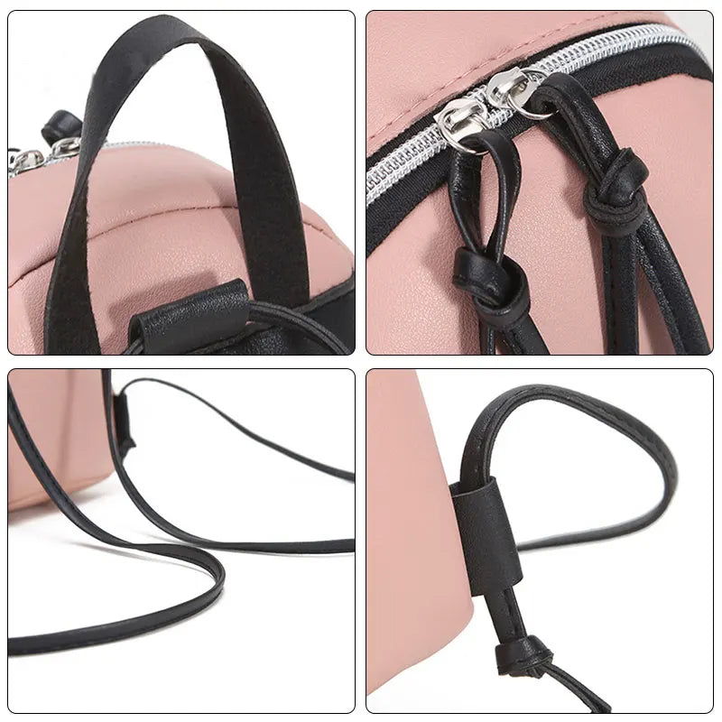 Women's Mini PU Leather Backpack with Tassel Zipper