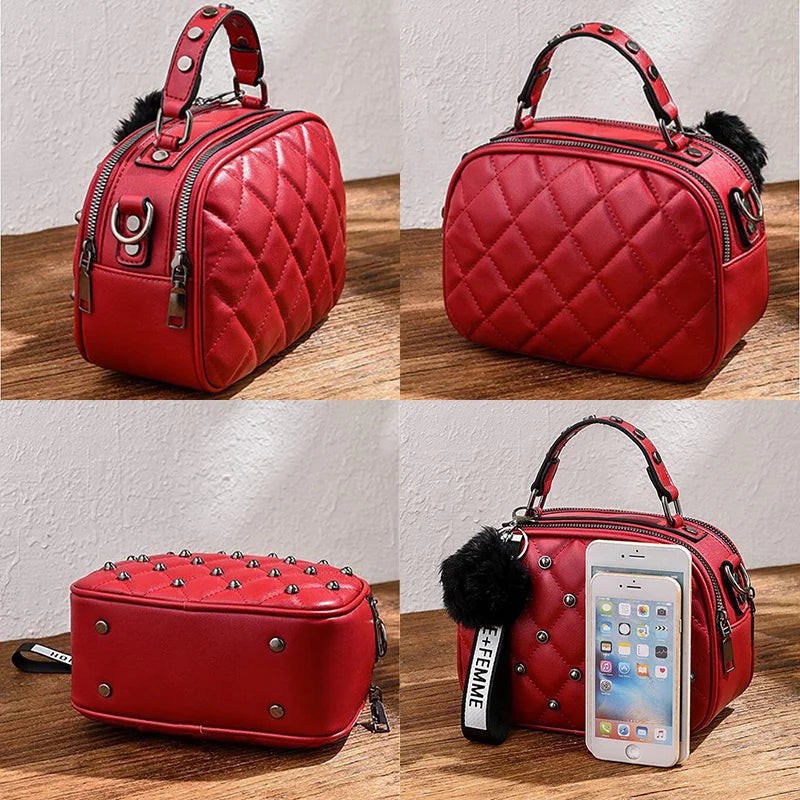 Mini PU Leather Crossbody Bag For Women Hair ball Shoulder Messenger Bag