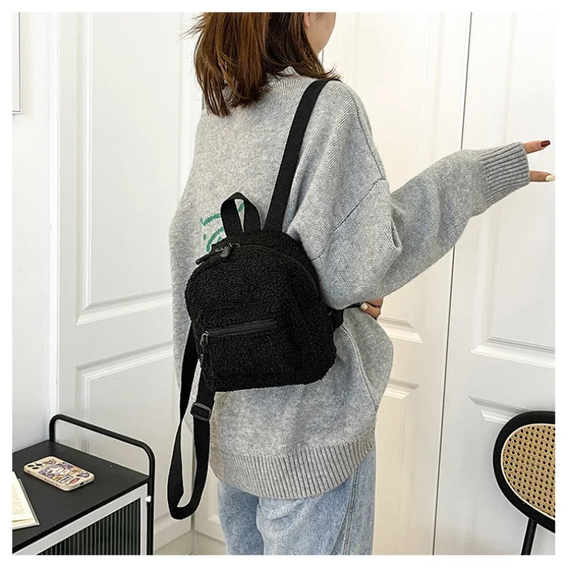 Cute Plush Mini Backpack for Women and Girls