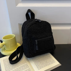 Mini Plush Backpack Solid Women Little Girls Wild Soft Autumn Winter Stylish