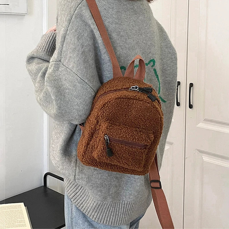Cute Plush Mini Backpack for Women and Girls