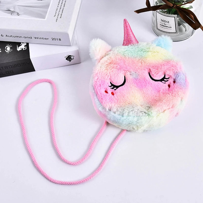 Mini Unicorn Suede Shoulder Bag Crossbody Winter Plush Phone Pouch