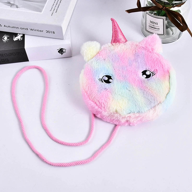 Mini Unicorn Suede Shoulder Bag Crossbody Winter Plush Phone Pouch