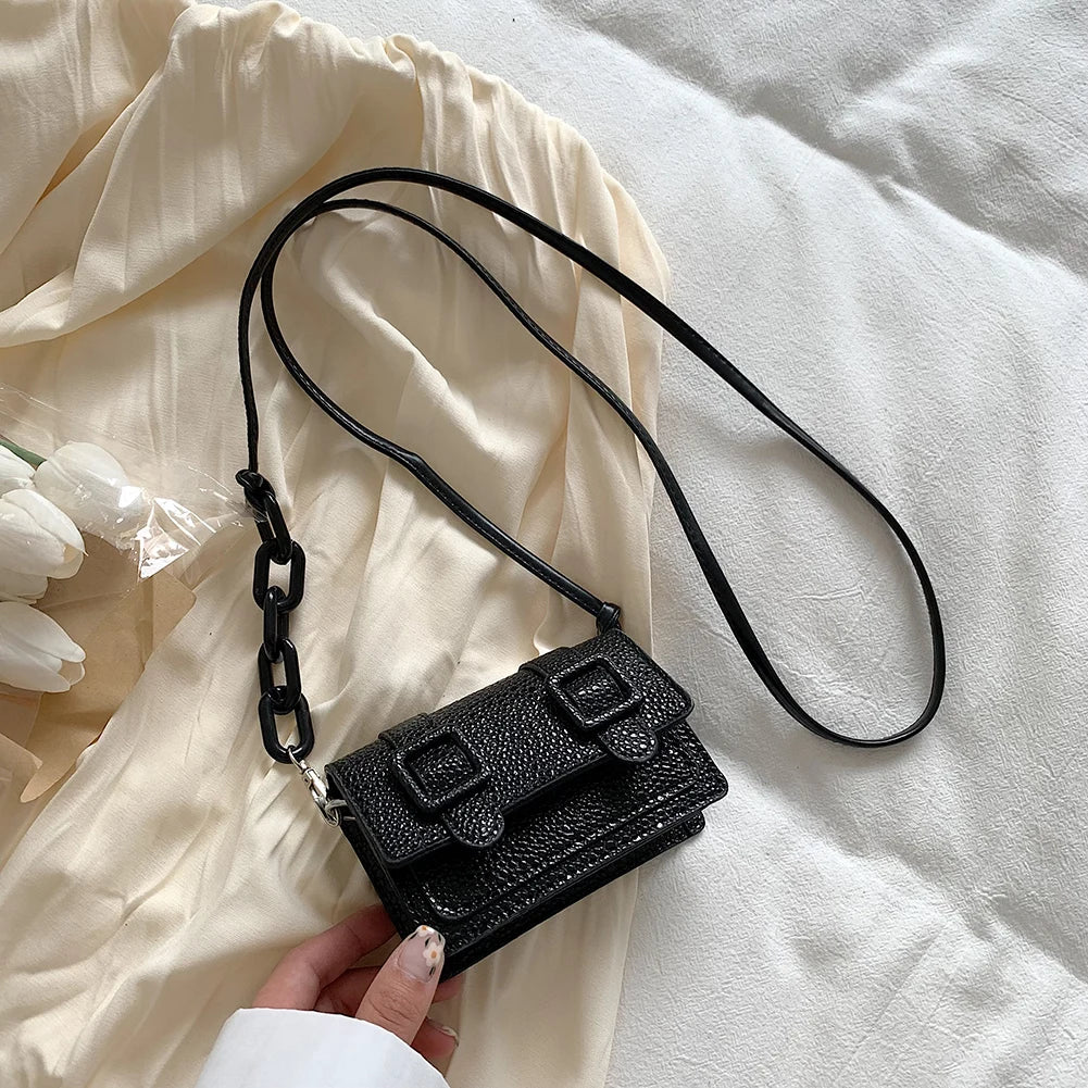 Small Messenger Bags Acrylic Chain Purse Handbag Belt Buckle