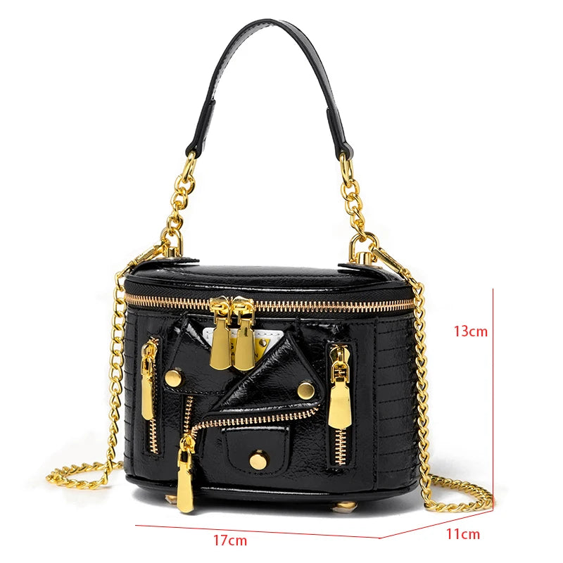 Rivet Motorcycle Mini Tote Bag Crossbody Handbag Chain Shoulder Bag