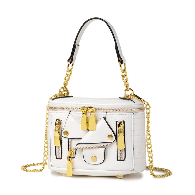Rivet Motorcycle Mini Tote Bag Crossbody Handbag Chain Shoulder Bag