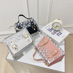 Mini Transparent Square Bag College Style Schoolbag Contrast Female