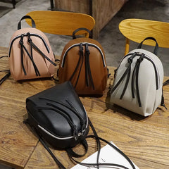 Mini Women Backpack PU Leather Shoulder Bags Solid Zipper Small Backpacks