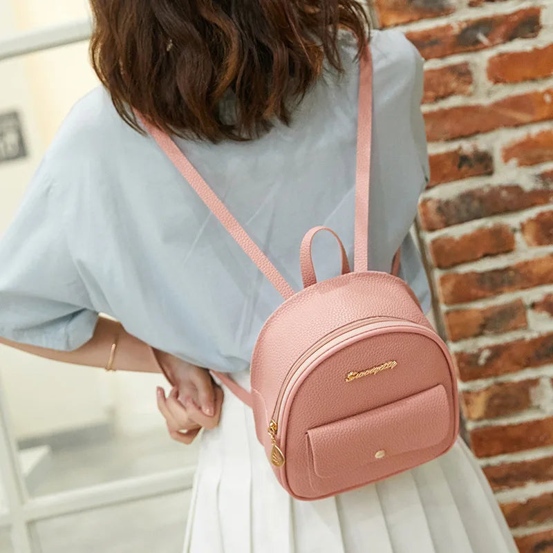 Mini Women Backpack PU Leather Girls Small Multifunctional School Mochilas