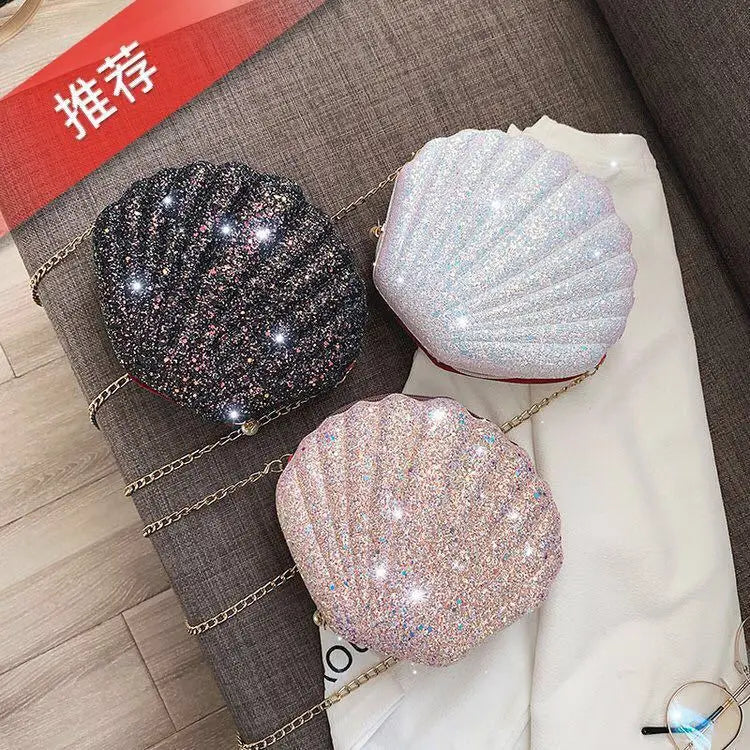 Sequin Shell Shape Evening Bag for Girls Small Crossbody Bag