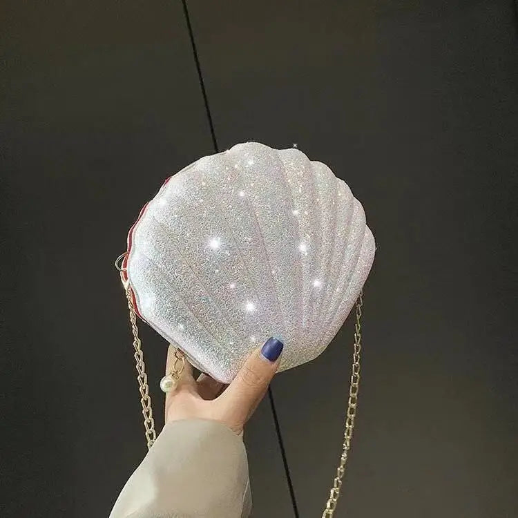 Sequin Shell Shape Evening Bag for Girls Small Crossbody Bag