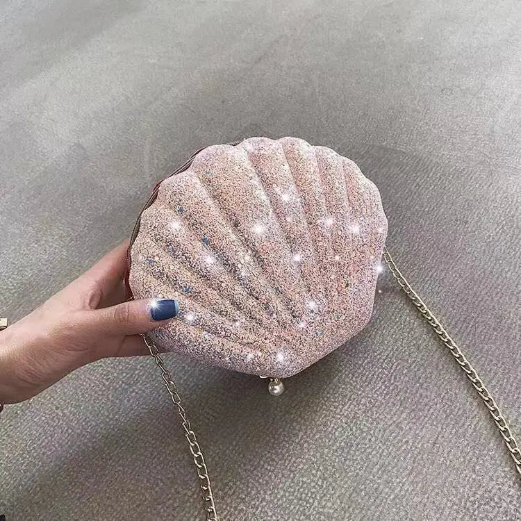 Sequin Shell Shape Evening Bag for Girls Small Crossbody Bag
