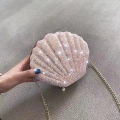 Sequin Shell Shape Evening Bag for Girls Small Crossbody Bag