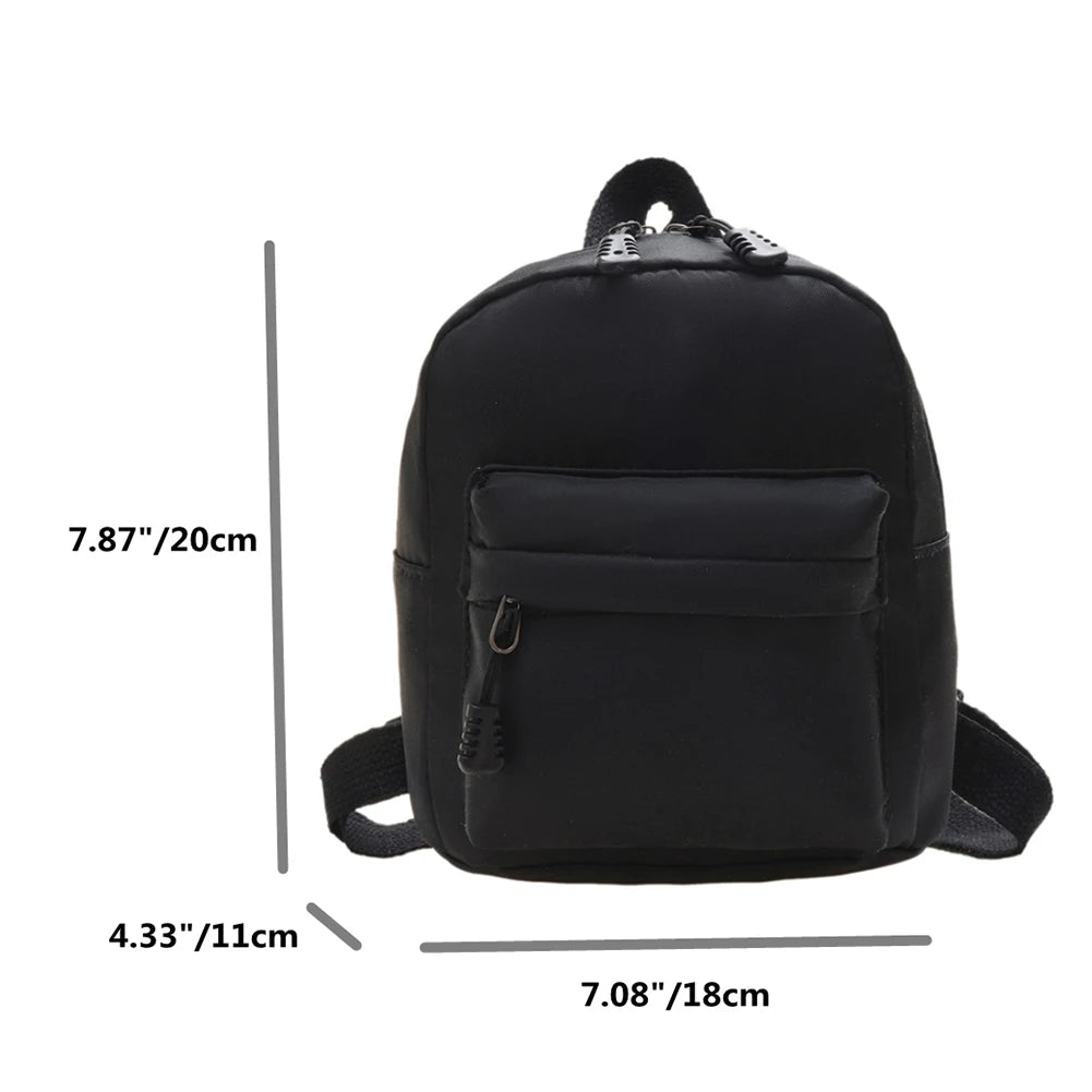 Mini Nylon Zipper Backpack School Shoulder Handbag for Female