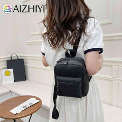Mini Nylon Zipper Backpack School Shoulder Handbag for Female