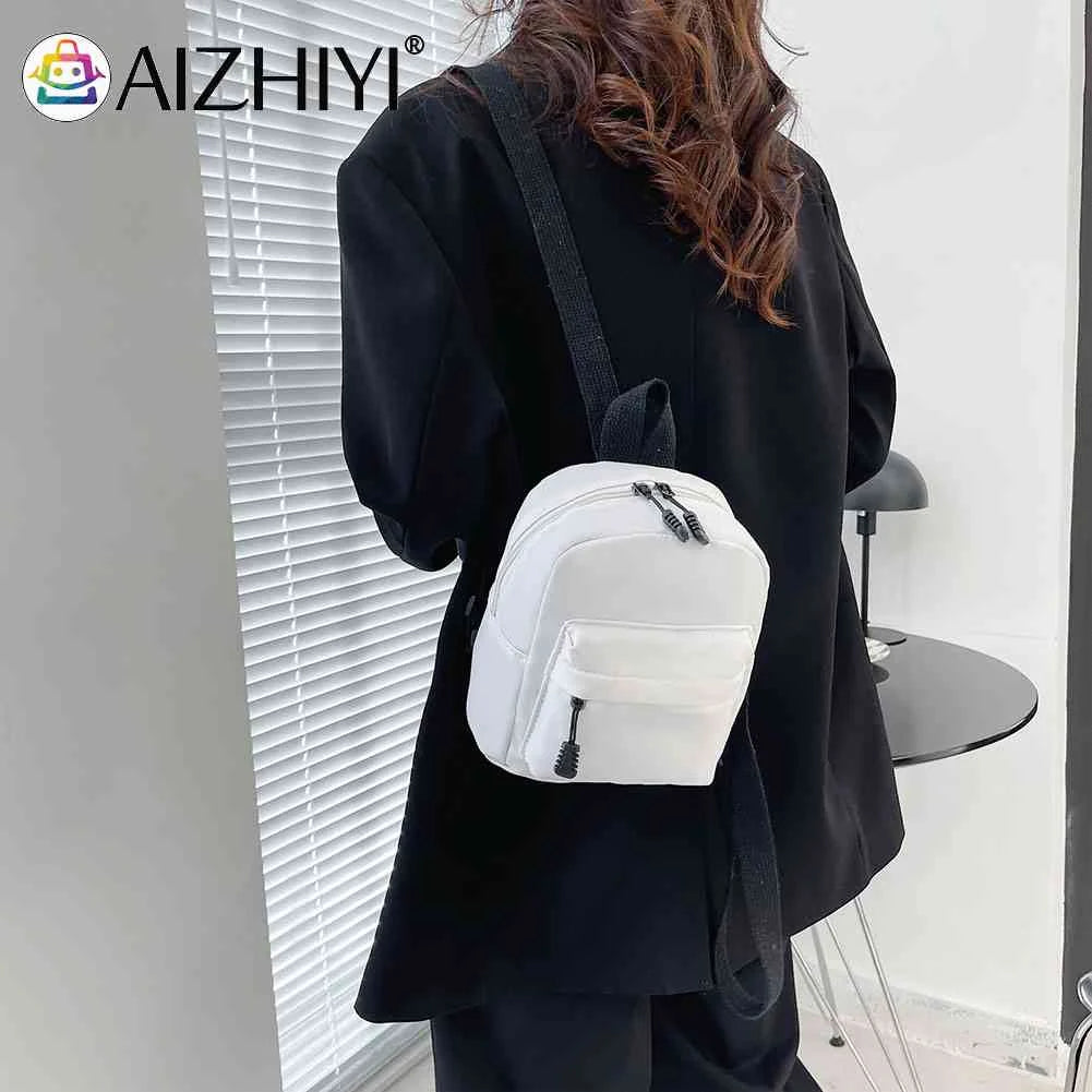 Mini Nylon Zipper Backpack School Shoulder Handbag for Female