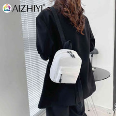 Mini Nylon Zipper Backpack School Shoulder Handbag for Female