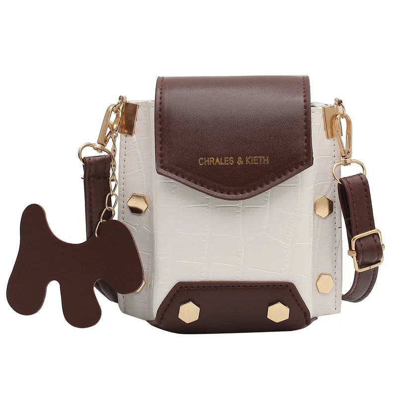 Vintage Mini Women Purse Handbag PU Leather Shoulder Bag Stone Pattern Crossbody