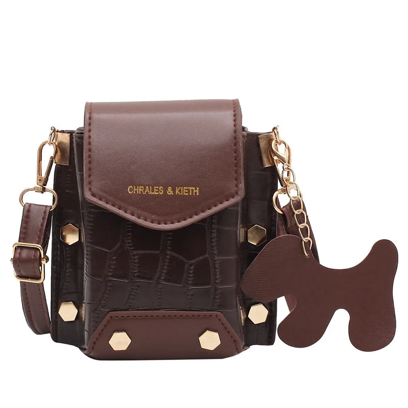 Vintage Mini Women Purse Handbag PU Leather Shoulder Bag Stone Pattern Crossbody