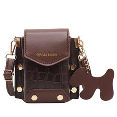 Vintage Mini Women Purse Handbag PU Leather Shoulder Bag Stone Pattern Crossbody