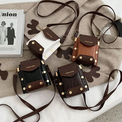 Vintage Mini Women Purse Handbag PU Leather Shoulder Bag Stone Pattern Crossbody