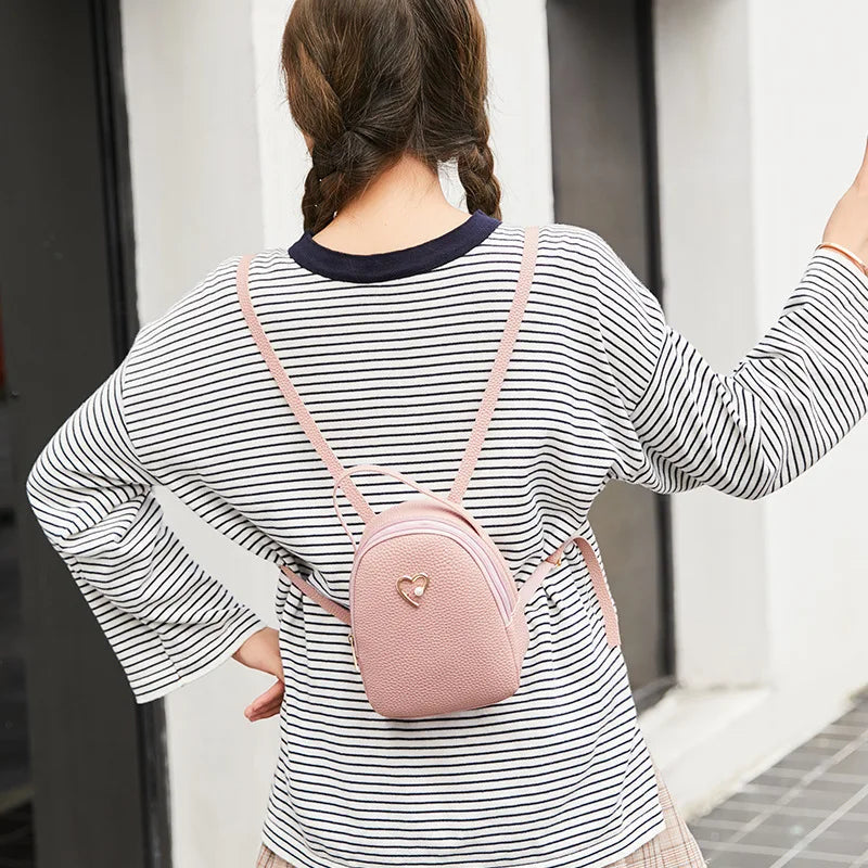 Mini Women's Backpack PU Leather Shoulder Bag for Girl