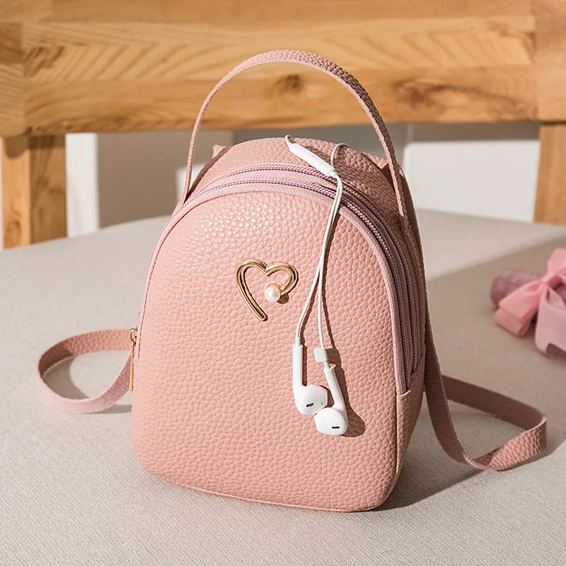 Mini Women's Backpack PU Leather Shoulder Bag for Girl