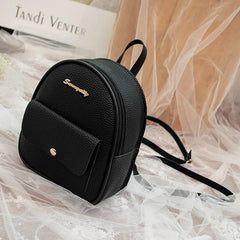 Mini Women's Backpack Small School Backpack PU Leather